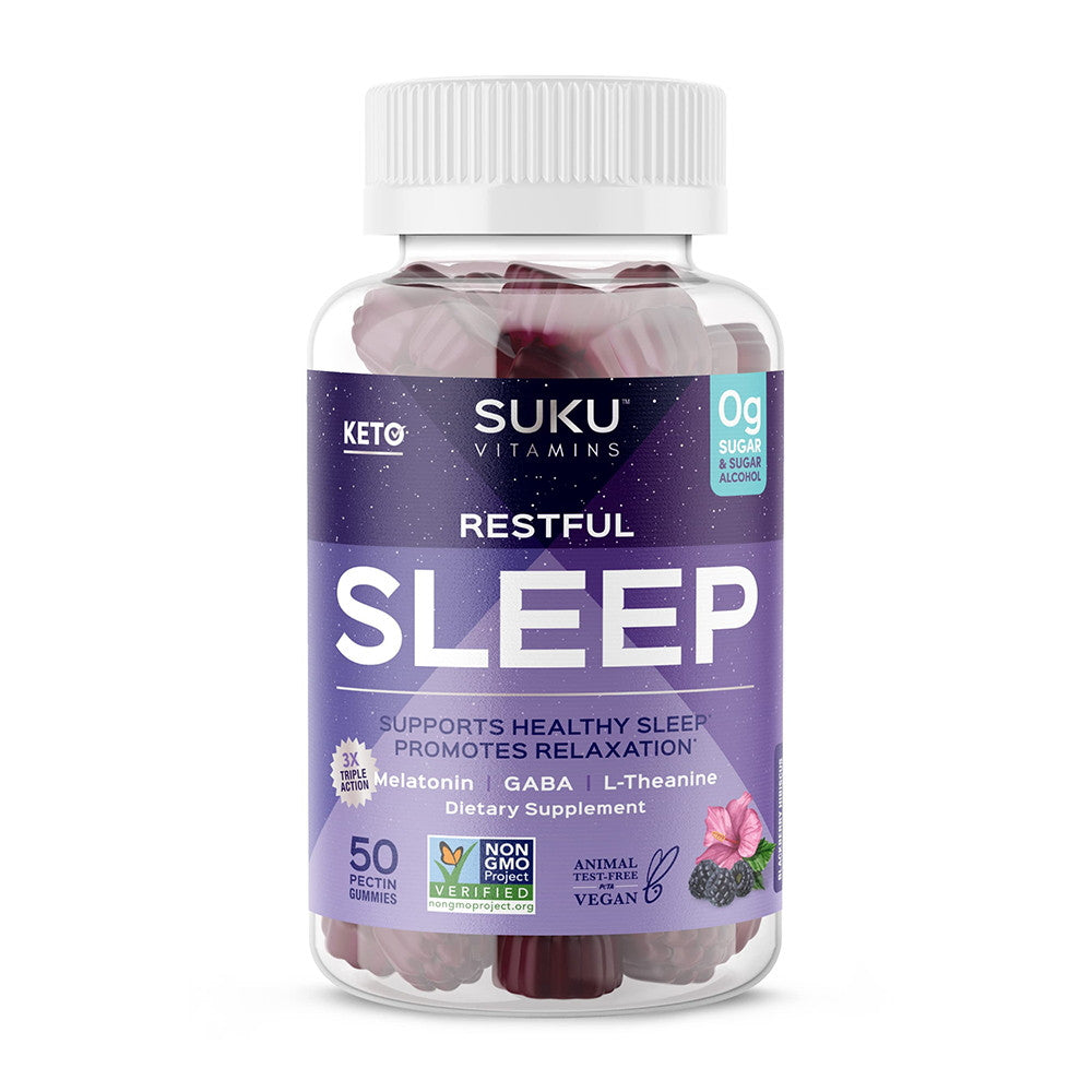 Suku Vitamins Restful Sleep, LTheanine And Gaba Gummies For Natural Sleep, 50 Ct